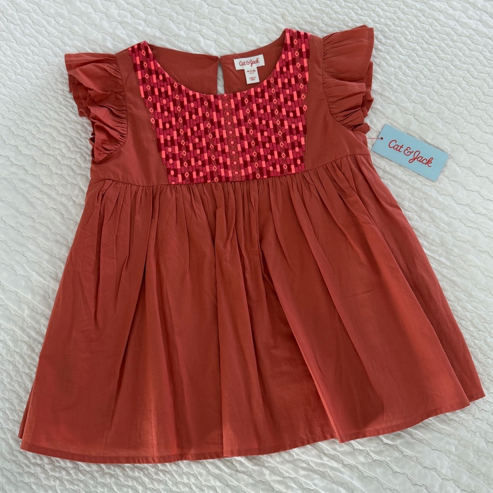Cat & Jack, Girls' Flutter Sleeve Top, Size M (7/8)